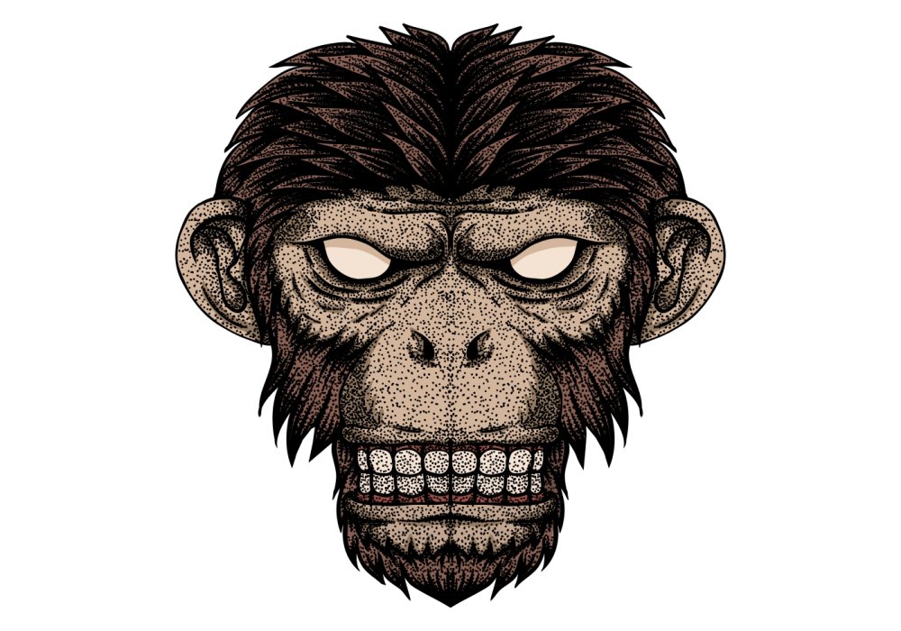 Злая обезьяна голова вектор