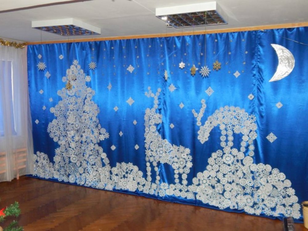 Украшение музыкального зала к новому году