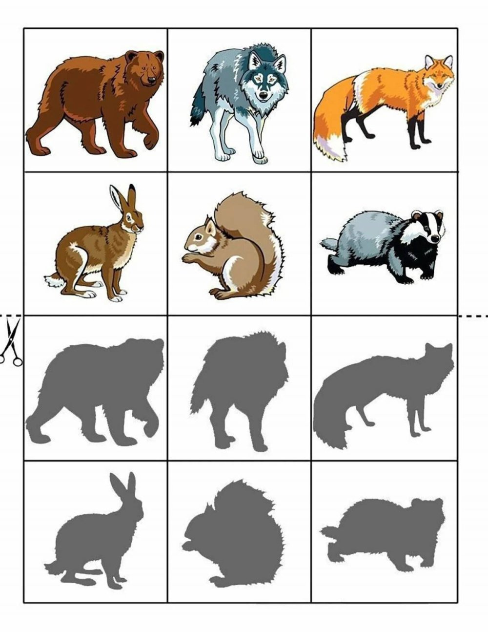 Теневое лото Дикие животные