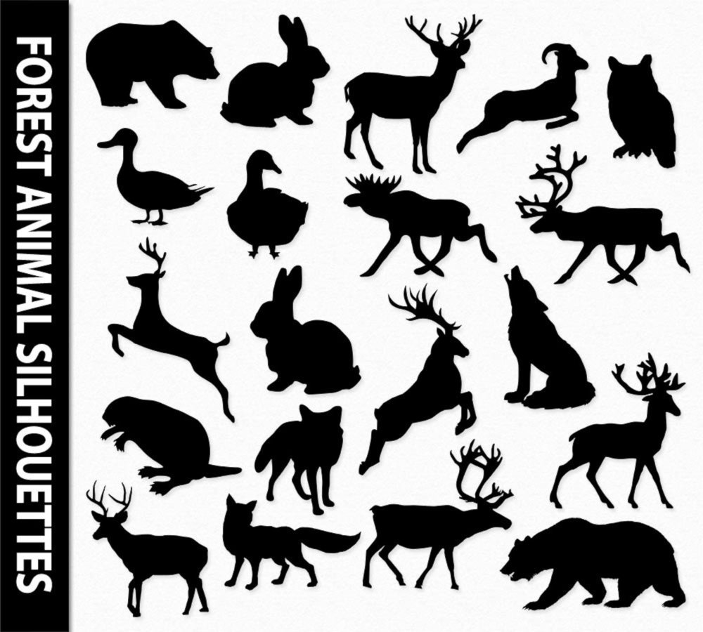Дикие животные силуэты