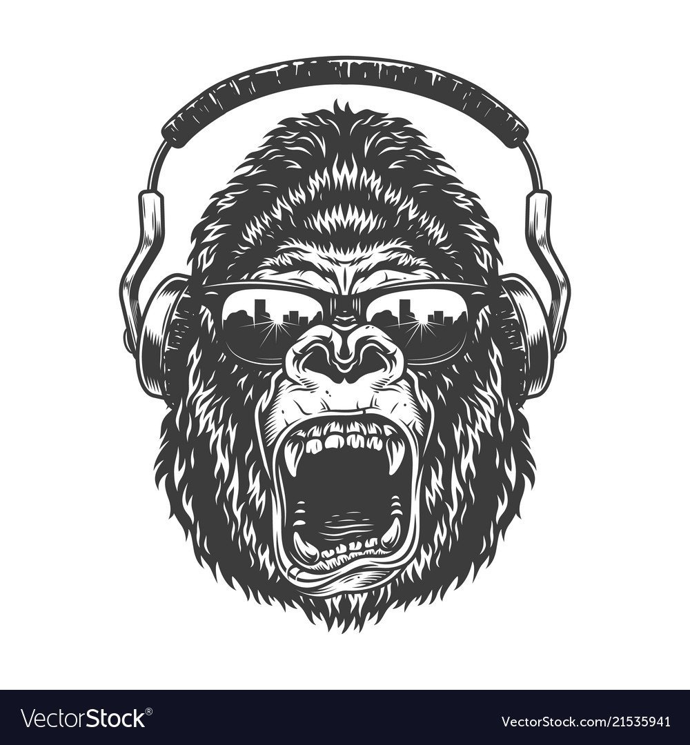 Горилла в наушниках
