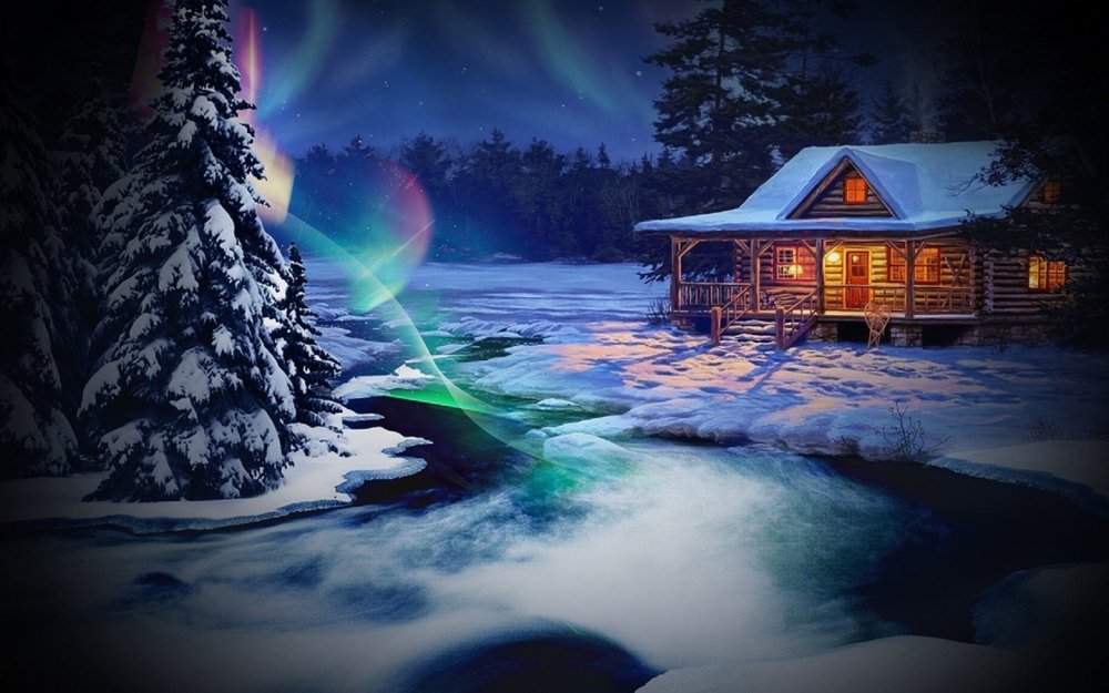 Домик в зимнем лесу