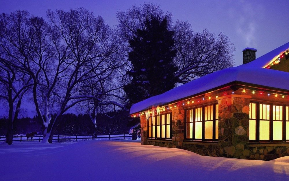 Домик в лесу зимой