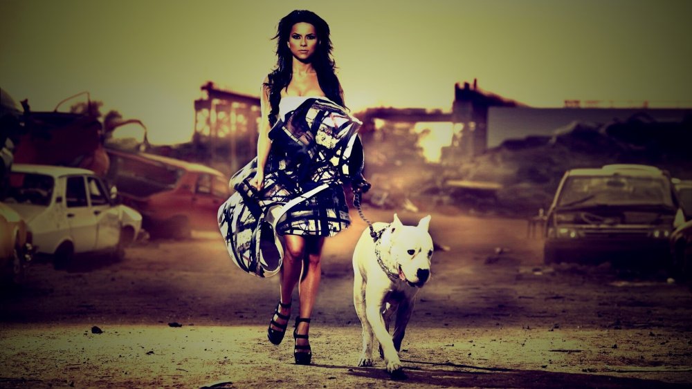 Девочка с питбулем