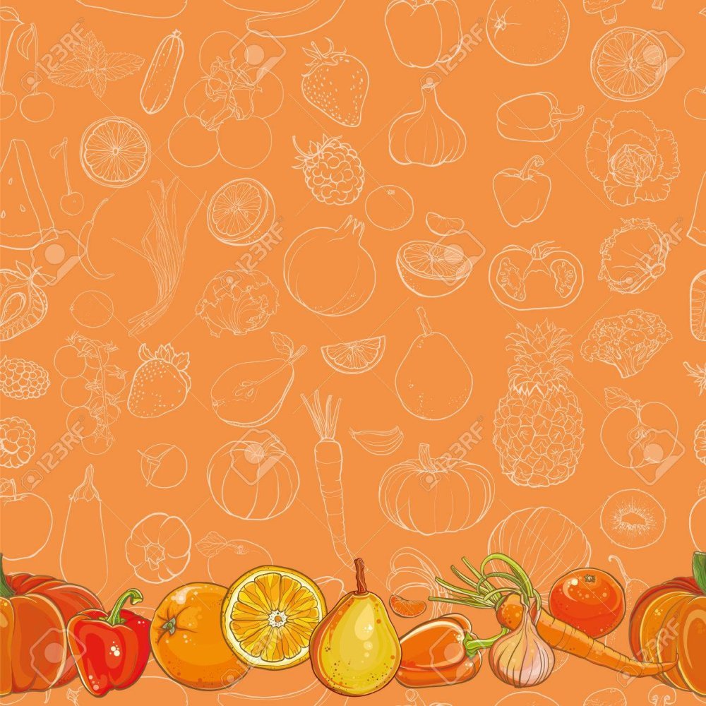 Овощи на оранжевом фоне