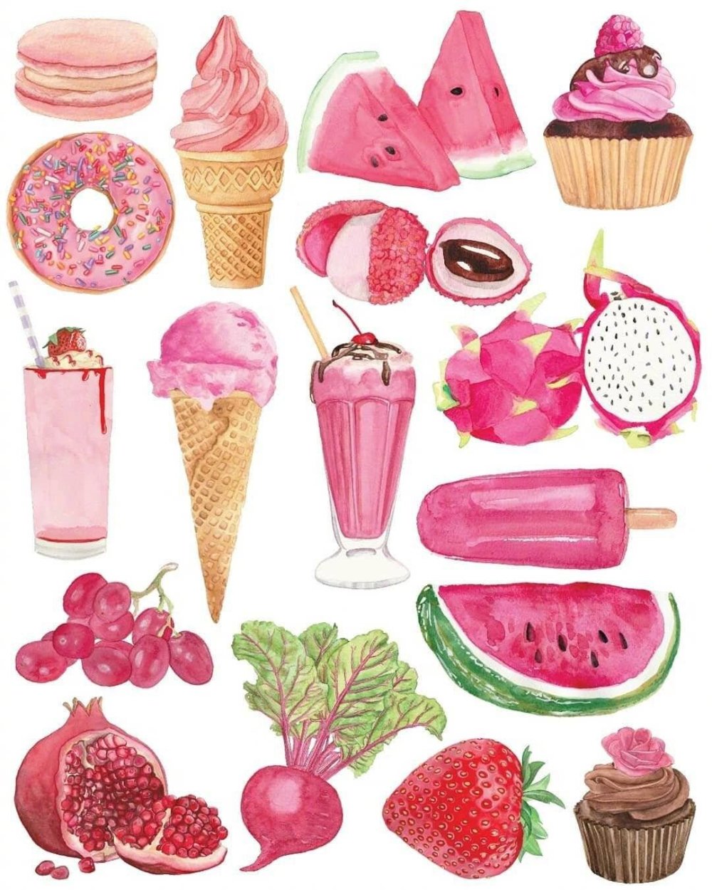 Розовая еда рисунки