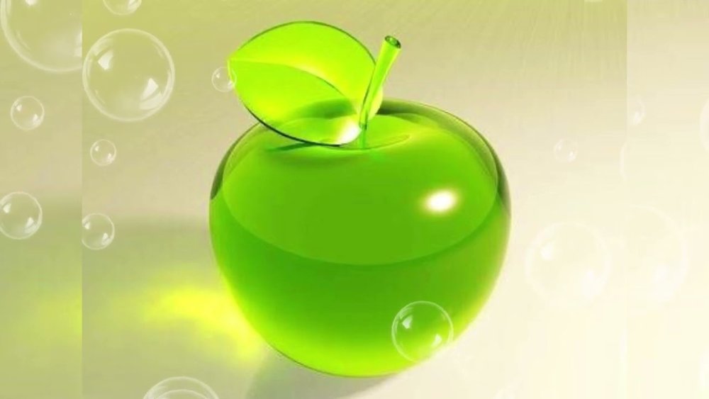 Стеклянное зеленое яблоко