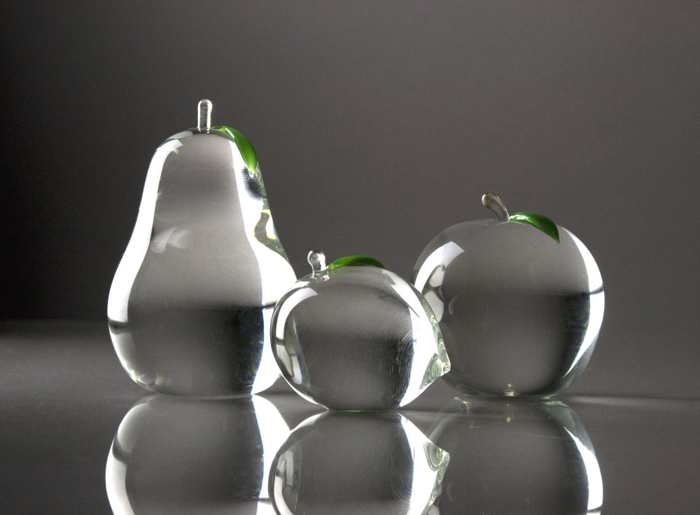 Тарелка стеклянная яблоки