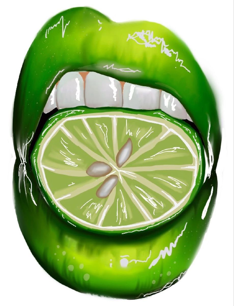 Губы с лаймом в зубах