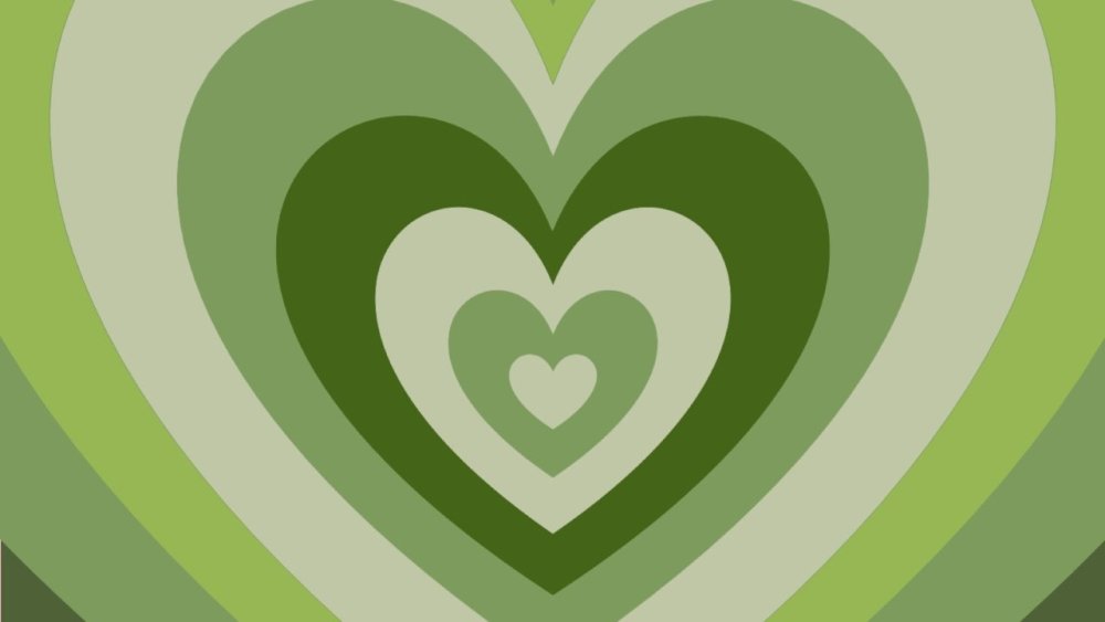 Зелёные сердечки обои