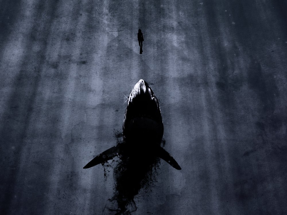 Темные обои акула