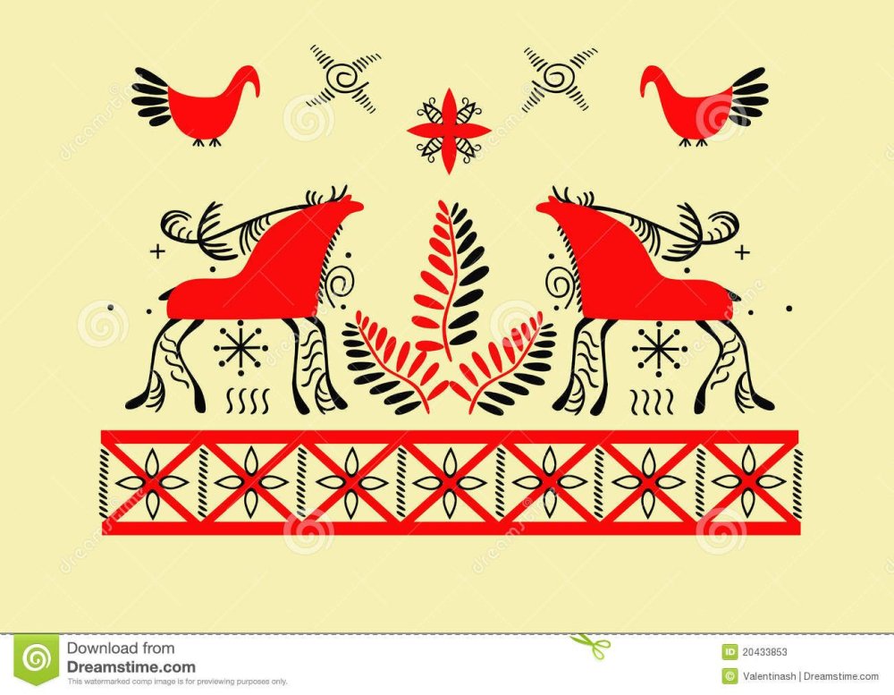 Мезенская роспись Лось