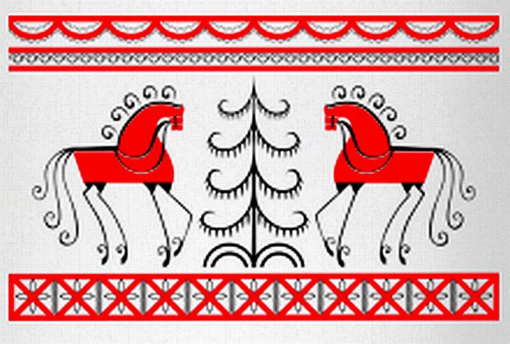 Мезенская роспись элементы росписи конь