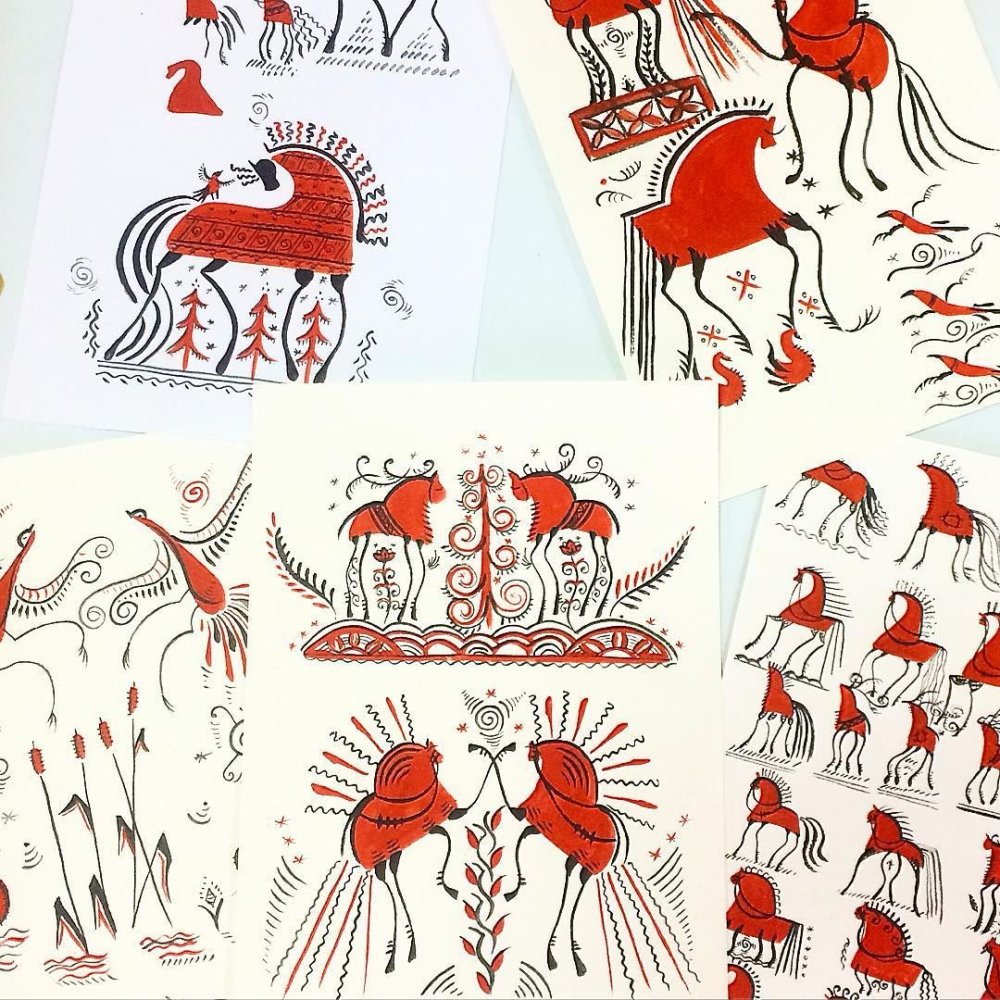 Мезенская роспись варежка