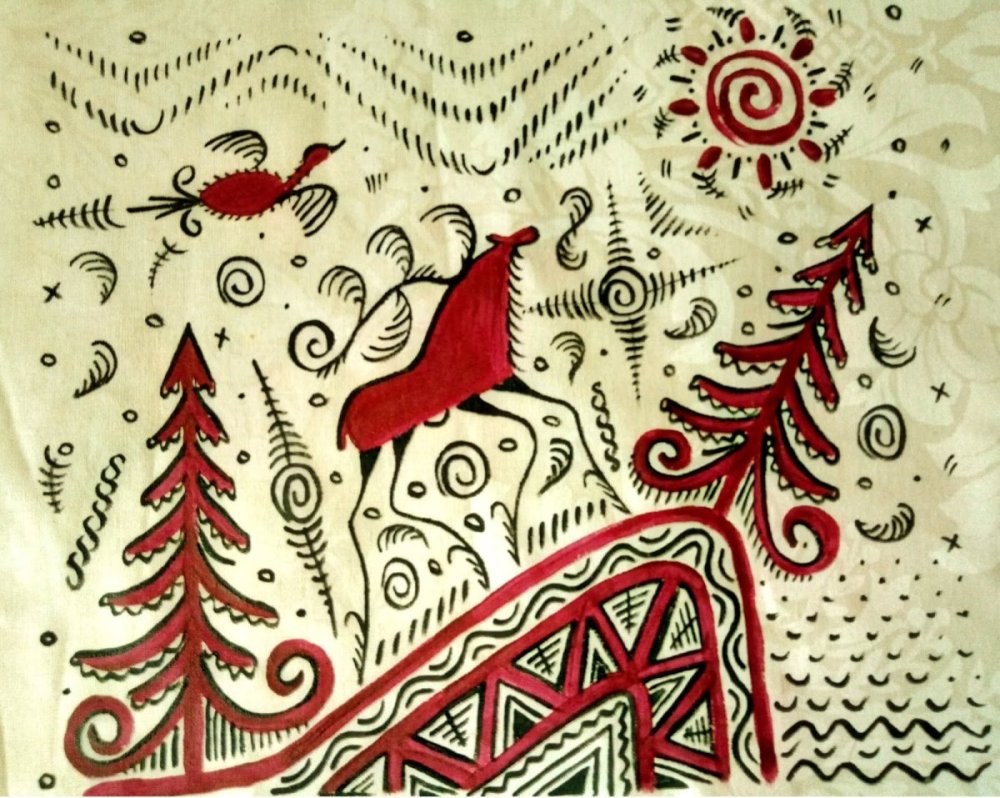 Мезенская роспись ель