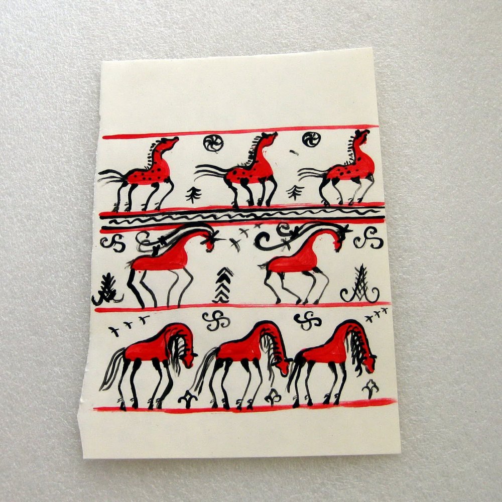 Мезенская роспись олень Лось