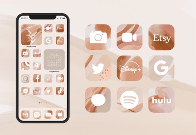 Эстетичные иконки для приложений бежевые