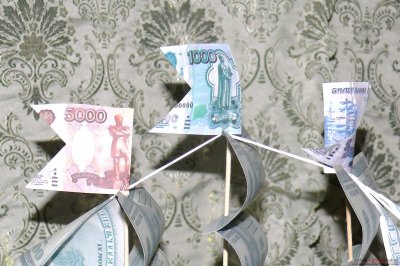 Подарок из купюр на свадьбу