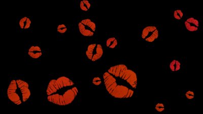 Отпечаток поцелуя на черном фоне