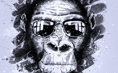 Обезьяна в очках картина