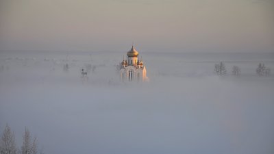 Новосибирск храм Церковь туман берег