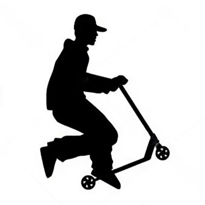 Мальчик на самокате силуэт