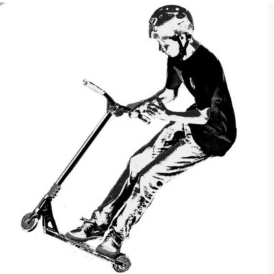 Трюковой самокат с человеком