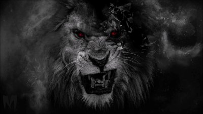 Лев с красными глазами