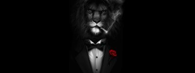 Черный Лев на черном фоне