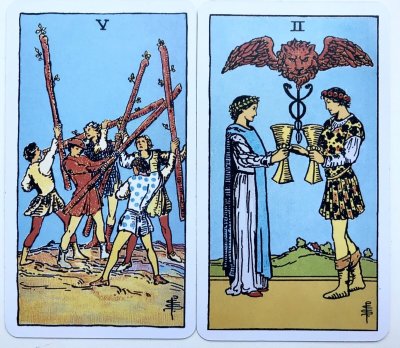 Двойка кубков Таро Уэйта