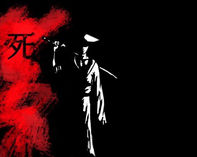 Самурай на черном фоне