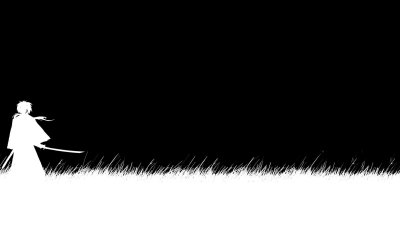 Самурай на черном фоне