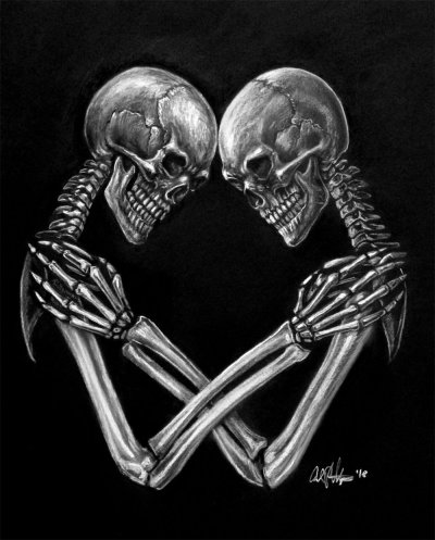 Скелет на черном фоне