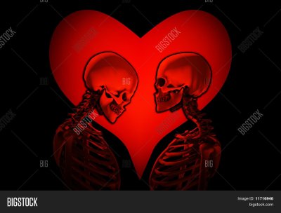 Красный скелетик сердечко