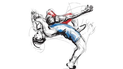 Борцы на белом фоне