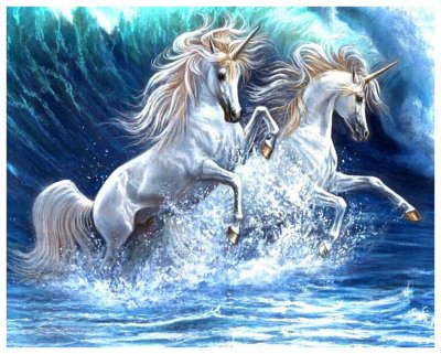 Лошадь бежит по воде