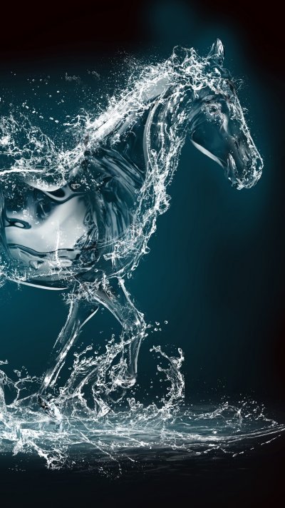 Лошадь в брызгах воды
