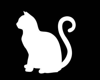 Силуэт кошки белый