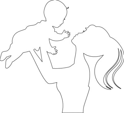 Трафарет женщина с ребенком