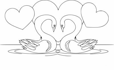 Лебедь рисунок раскраска