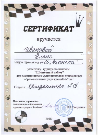 Грамота по шахматам