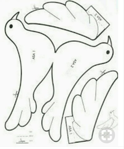 Выкройка птички из бумаги