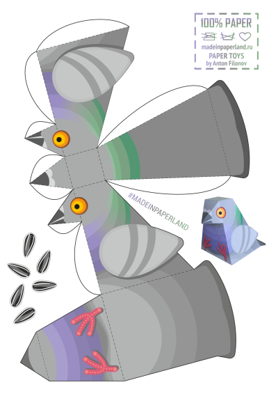 Бумажная модель голубь