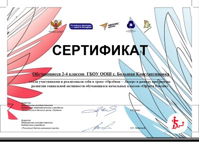 Сертификат Орлята России