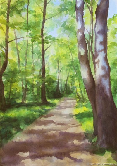 Акварель природа лето