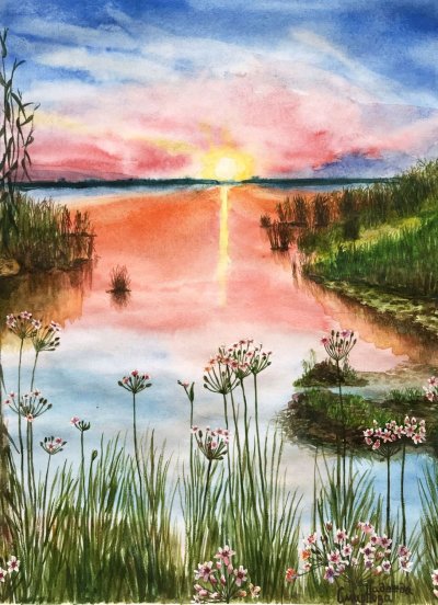 Пейзаж акварелью