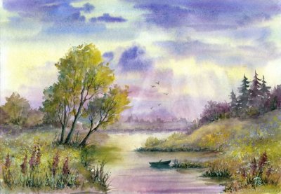 Резцова Елена акварель пейзаж