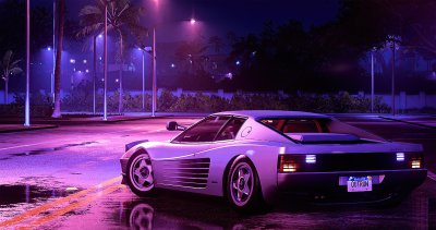Ferrari Testarossa Retro Wave