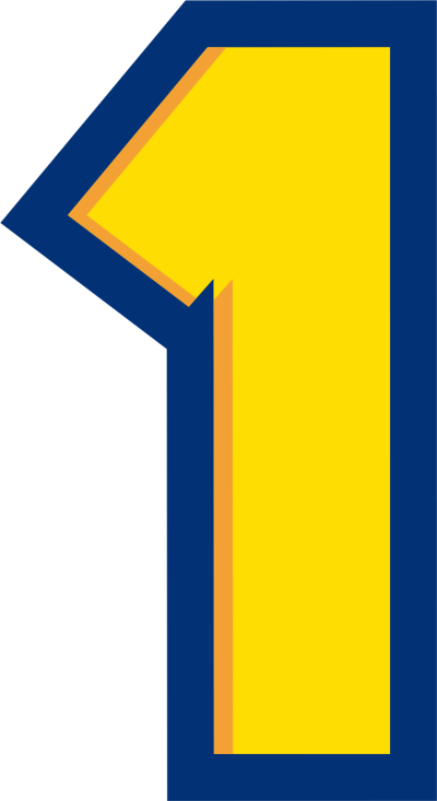 Цифра 1 сине желтая