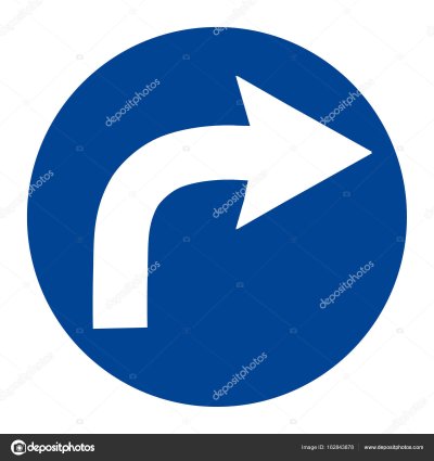 Синий знак со стрелкой